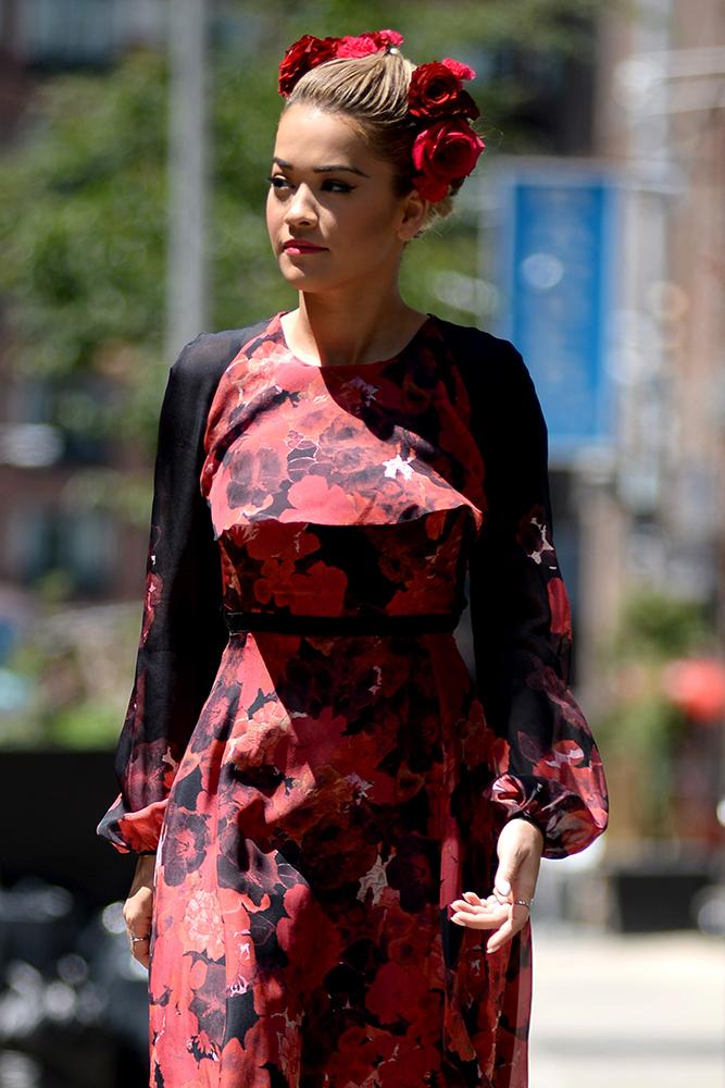Rita Ora was seen with flowers in her hair in Tribeca in New York City on July 28, 2016. Pictured: Rita Ora Ref: SPL1326399  280716   Picture by: Splash News Splash News and Pictures Los Angeles:310-821-2666 New York:212-619-2666 London:870-934-2666 photodesk@splashnews.com 