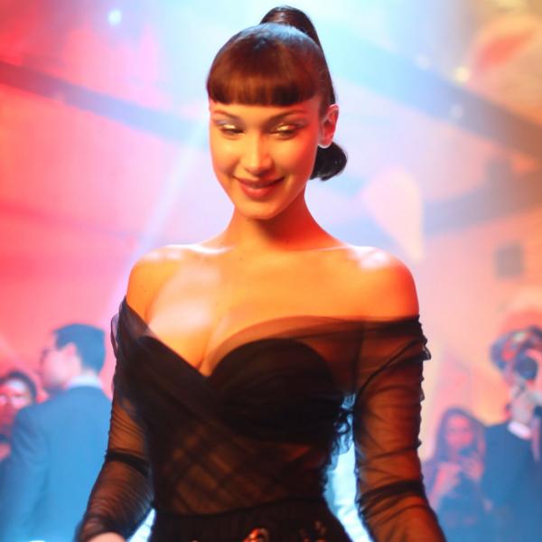 bella hadid, homepage image, bangs, off the shoulder, kotsida, ponytail, baby bangs, micro bangs